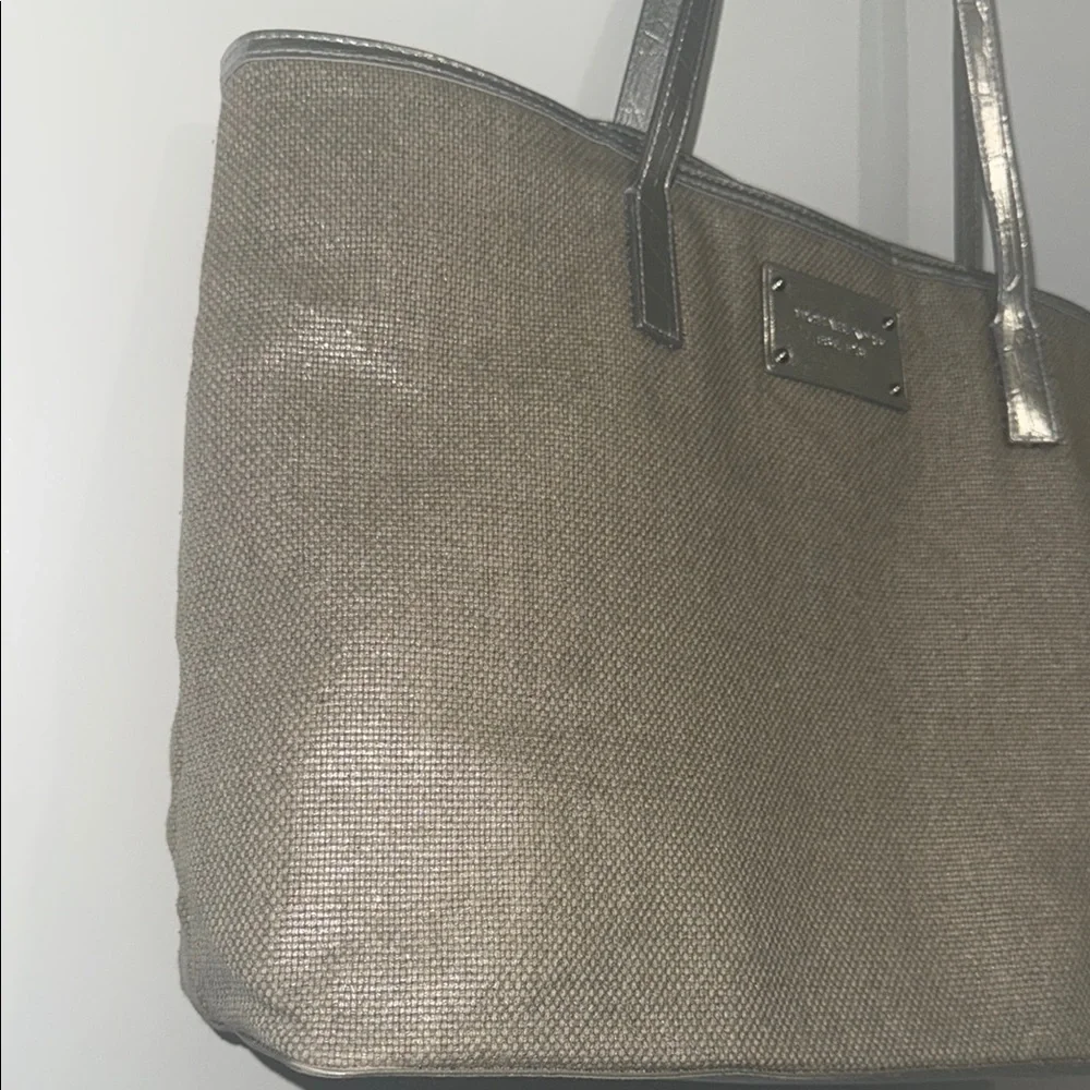 Michael Kors Metallic Taupe Tote Bag with Silver Trim - Picture 4 of 10